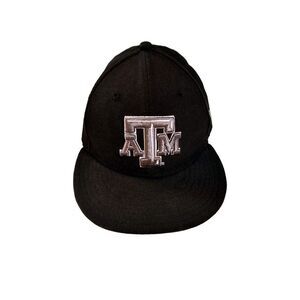 TEXAS A&M Men’s 7 New Era Black Hat Fitted Cap Perforated 59Fifty University
